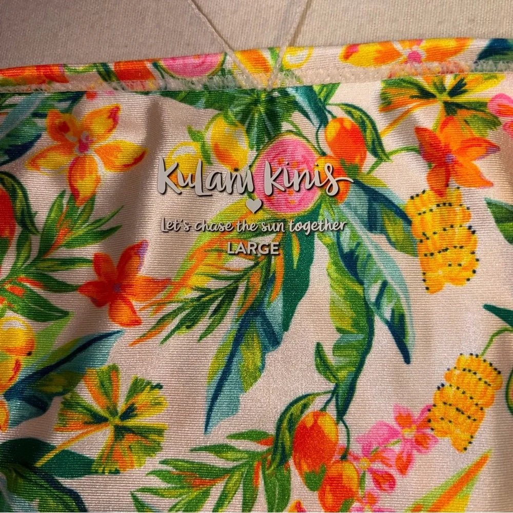 Kulani Kinis Golden Hour Bralette Tropical Floral‎ Bikini Bottom and Top Size L